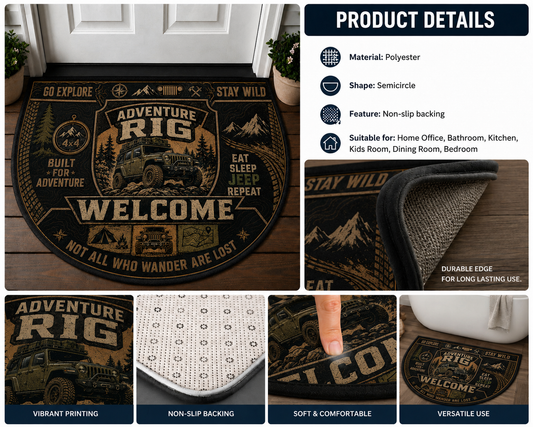 Adventure Rig Welcome Mat - Jeep 4x4 Off-Road Camping Doormat - 5to9vibe