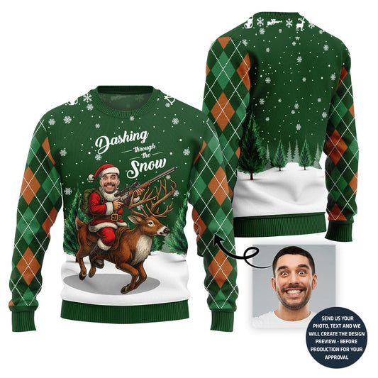 Dashing Through The Snow Custom Face Sweater