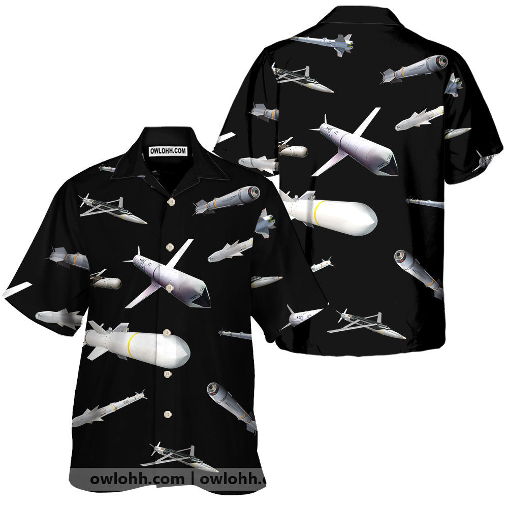 Missiles And Fighter Jets Black - Unisex Hawaiian Shirt For Men and Women
