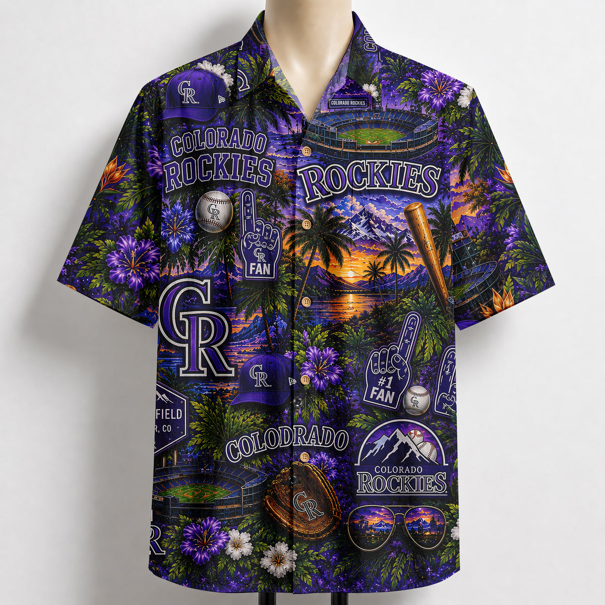 All Baseball Teams Tropical Sunset Paradise Pattern Vibe Summer Party Button-Up Unisex Hawaiian Shirt For Men and Women