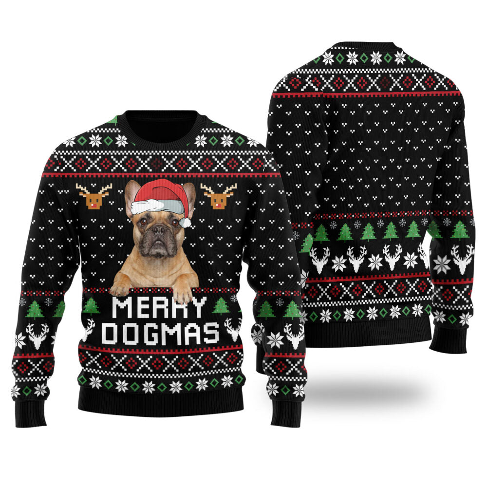 Merry Dogmas Custom Dog Christmas Sweater Black - Funny Ugly Christmas Sweater