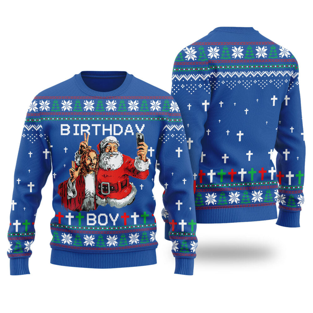 Birthday Boy Funny Christmas Sweater Royal