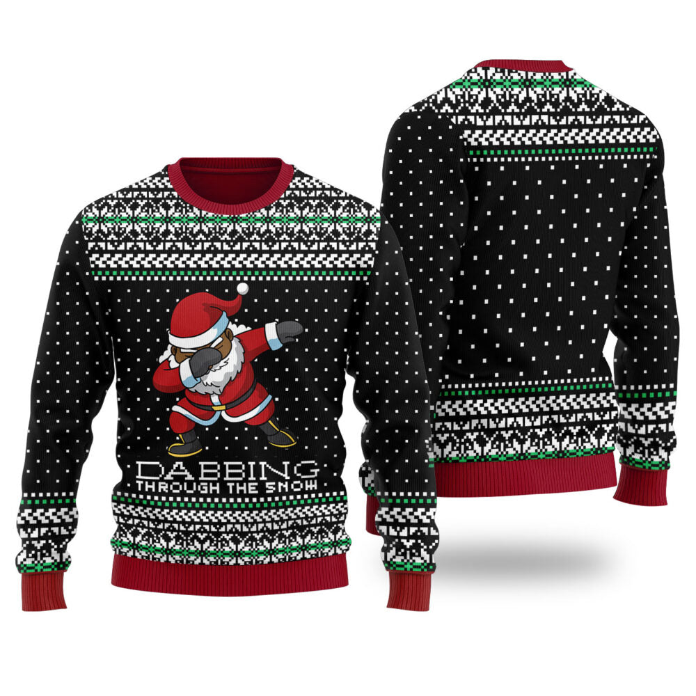 Black Santa Ugly Christmas Sweater Black