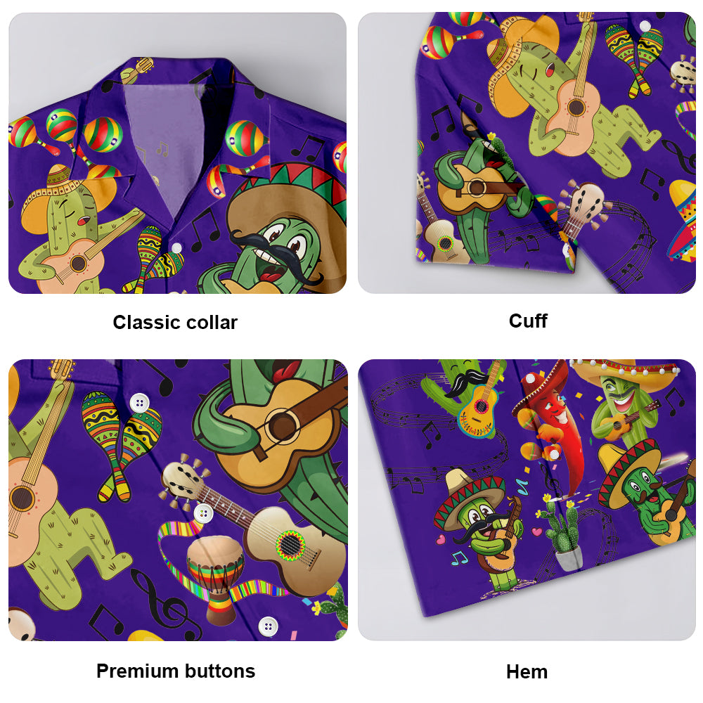 Cactus Love Music Very Much Purple - Unisex Hawaiian Shirt For Men and Women