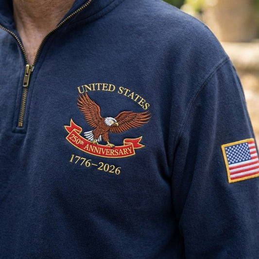 Embroidered We The People USA 250th Anniversary Quarter-Zip Sweatshirt