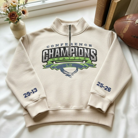Embroidered Seattle Seahawks The Champions Quarter-Zip Sweatshirt