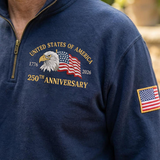 Embroidered USA 250th Anniversary Quarter-Zip Sweatshirt
