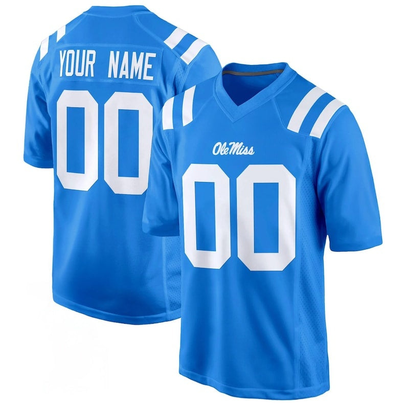 Personalized Blue Football Jersey Custom Name Number Shirt, College Style Fan Jersey Tee, Custom Athletic Shirt, Game Day Outfit Gift