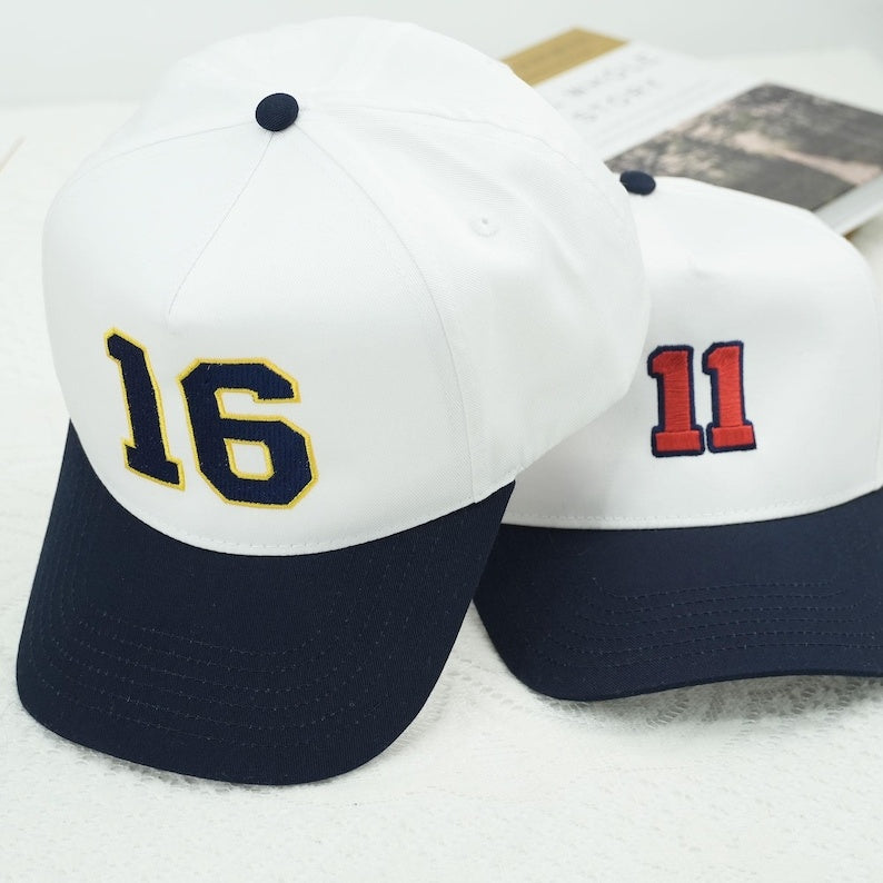 Custom Embroidered Sports Number Hat, Embroidered Baseball Cap, Player Number, Canvas Trucker Hat, Game Day, Personalized Sport Mom Hat