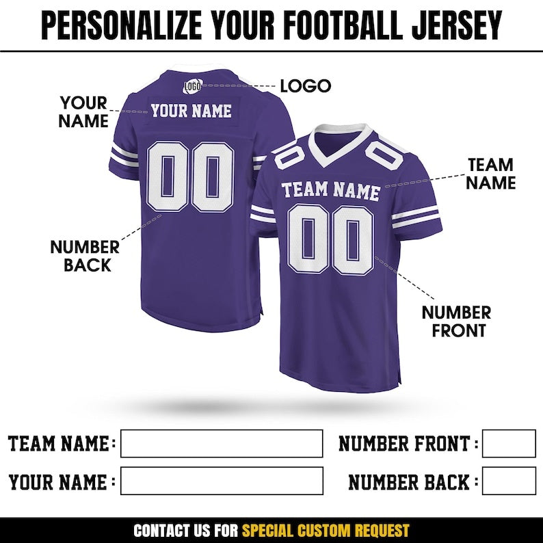 Personalized Team Name & Number Football Jersey Shirt For Adult Kid, Custom Football Jersey Shirt, Game Day Outfit For American Football Fan