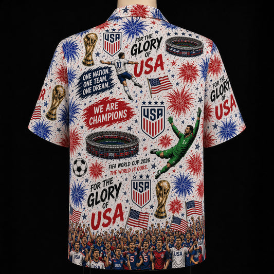 All Teams World Cup 2026 Champion USA Football Soccer Unisex Button-Up Hawaiian Shirt For Men & Women
