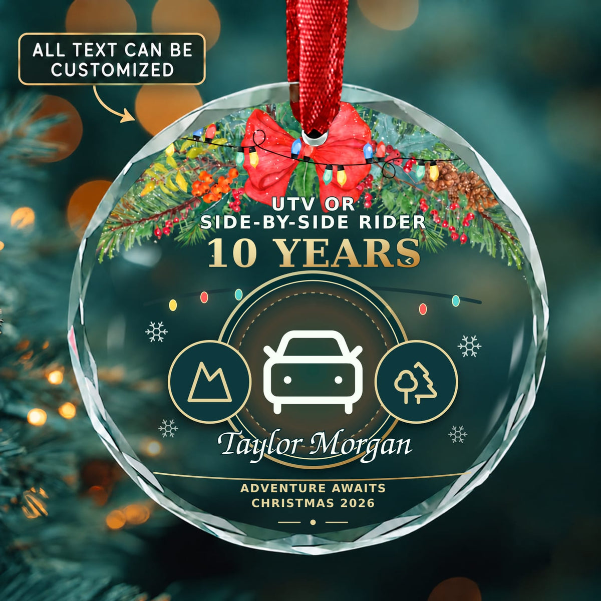 UTV or Side By Side Rider Personalized Glass Ornament | 5To9Vibe