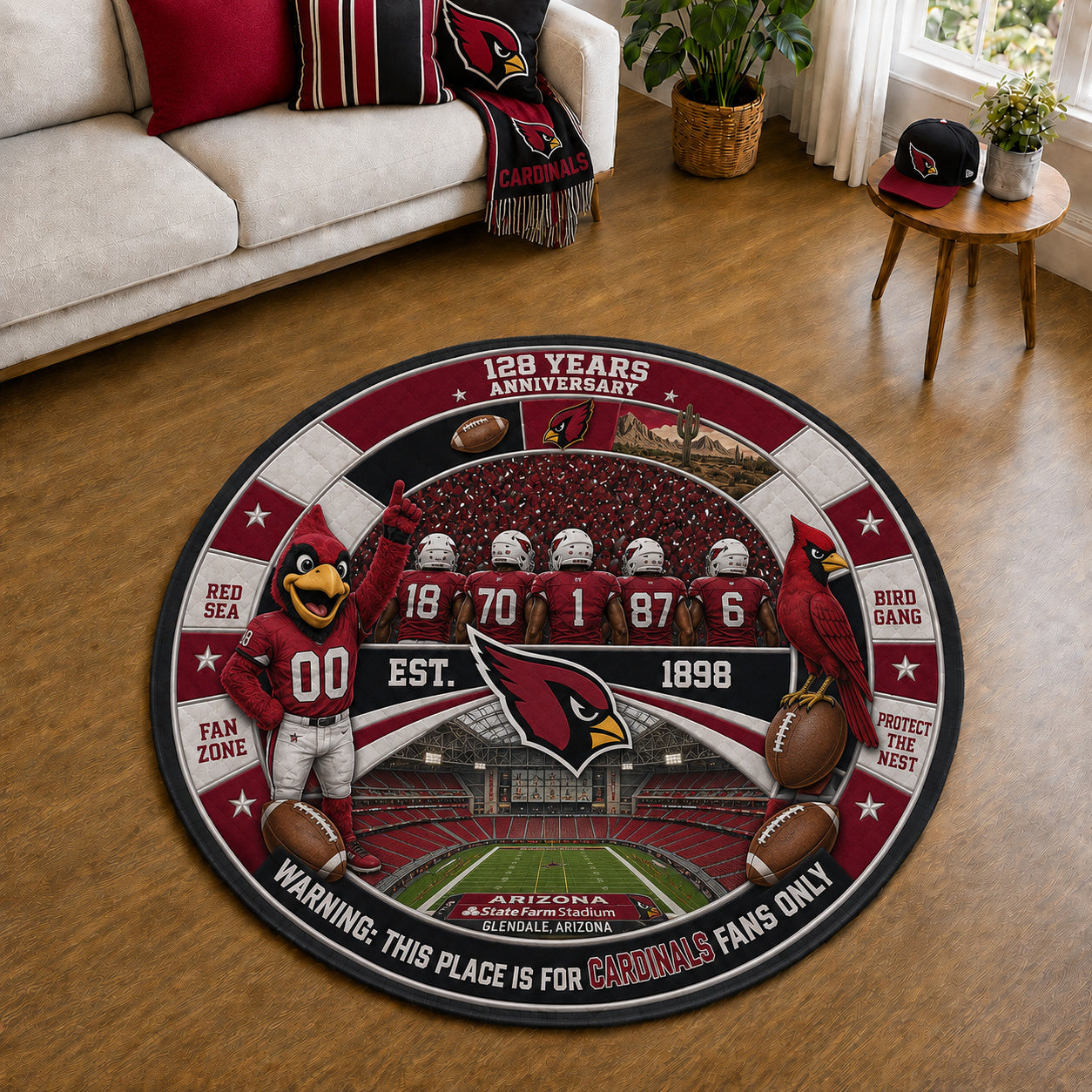 All Football Teams Custom Print Premium Round Mat Washable – Personalized Round Mat