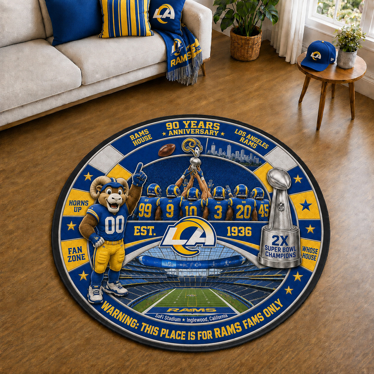 All Football Teams Custom Print Premium Round Mat Washable – Personalized Round Mat