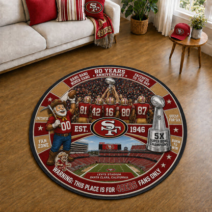 All Football Teams Custom Print Premium Round Mat Washable – Personalized Round Mat
