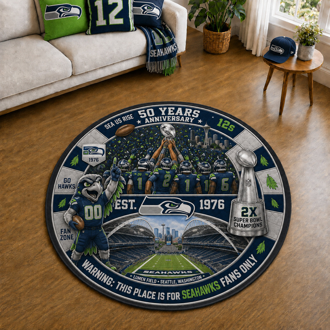All Football Teams Custom Print Premium Round Mat Washable – Personalized Round Mat