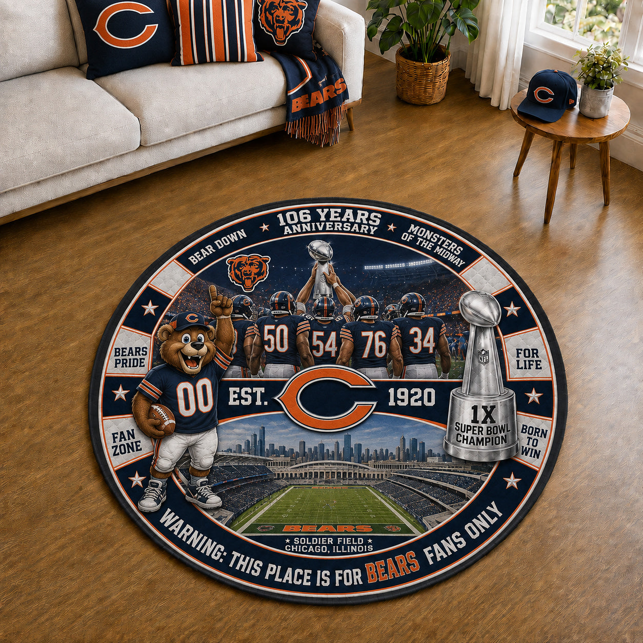 All Football Teams Custom Print Premium Round Mat Washable – Personalized Round Mat