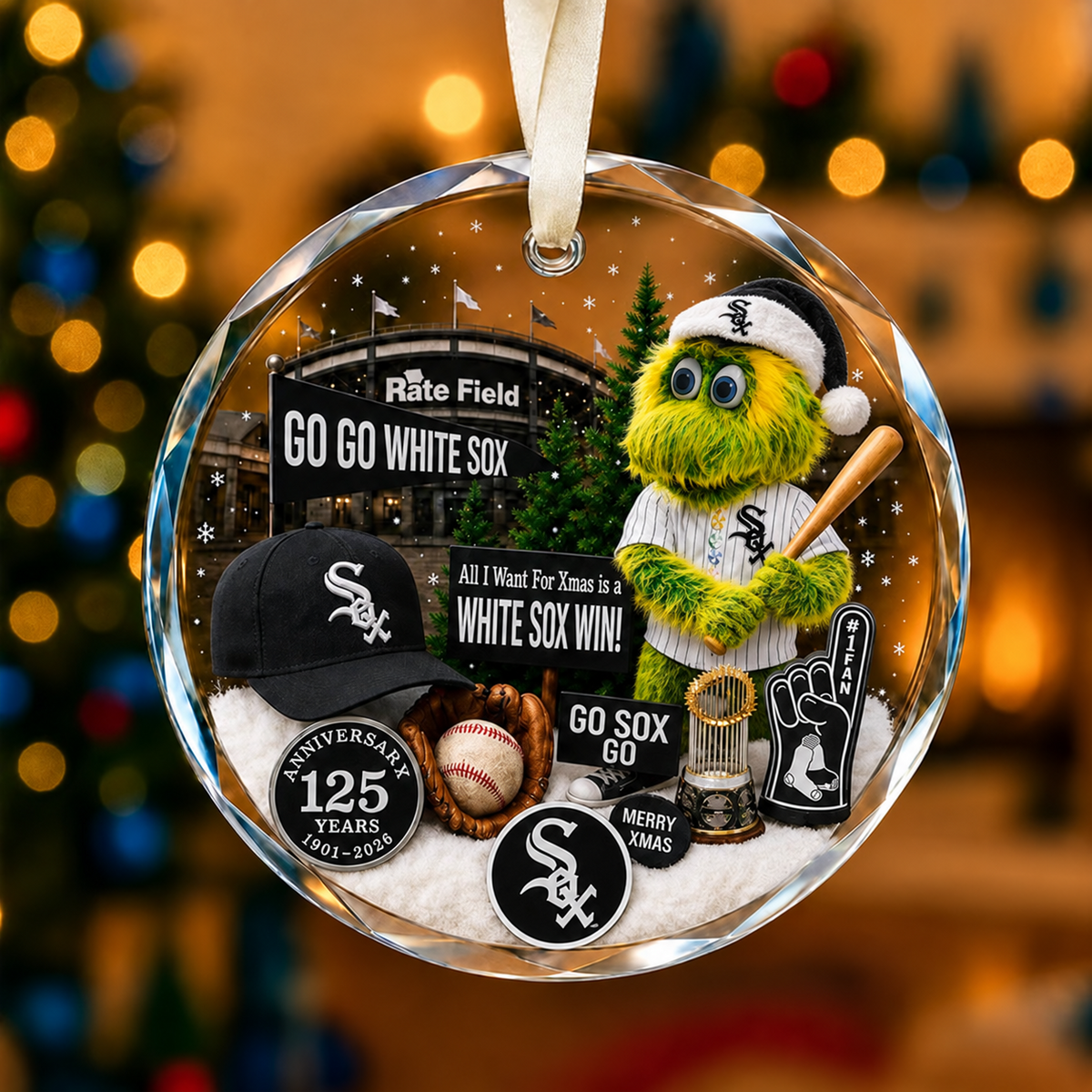 All Baseball Teams Christmas Glass Ornament  With Red Gift Box | 5to9vibe