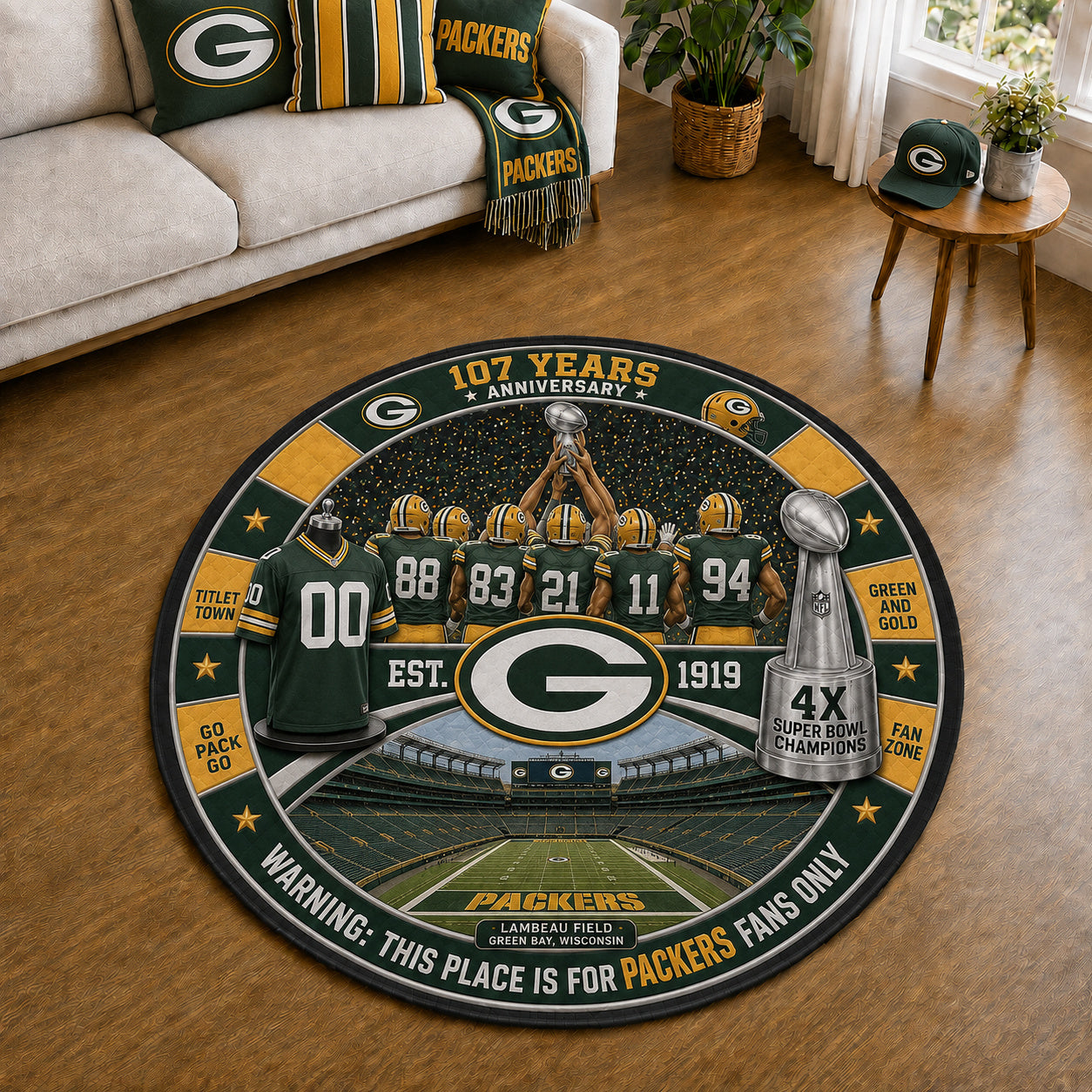All Football Teams Custom Print Premium Round Mat Washable – Personalized Round Mat