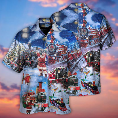 Train Christmas Santa And Train Happiness - Hawaiian Shirt 