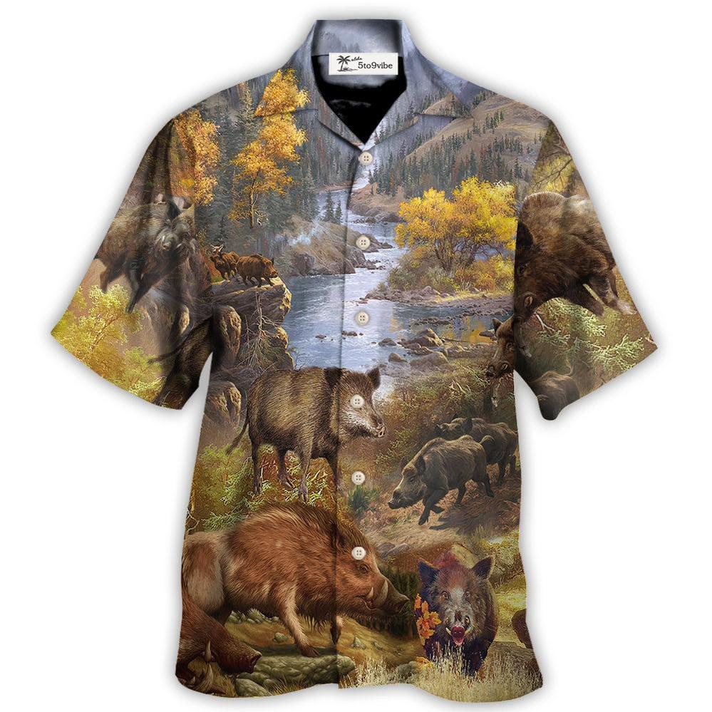 Hawaiian Shirt / Adults / S Boar Animals Wild Boar Hog Hunters Do It All Night Long - Hawaiian Shirt 
