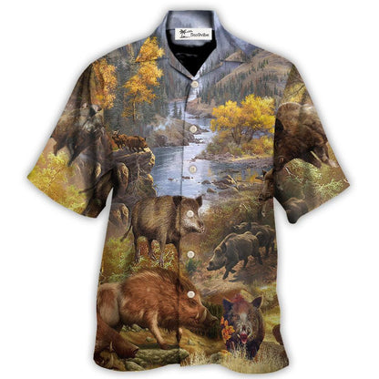 Hawaiian Shirt / Adults / S Boar Animals Wild Boar Hog Hunters Do It All Night Long - Hawaiian Shirt 