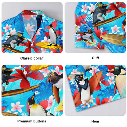 Penguin Funny Color Surf - Unisex Hawaiian Shirt For Men and Women