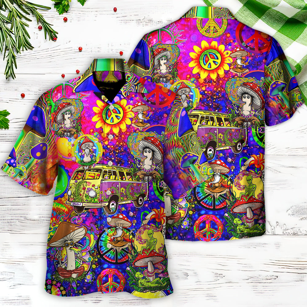 Hippie Mushroom Peace Life Be Hippie Amazing Style - Hawaiian Shirt 