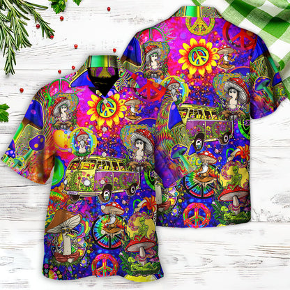 Hippie Mushroom Peace Life Be Hippie Amazing Style - Hawaiian Shirt 