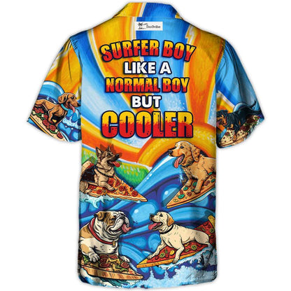 Surfing Funny Dog Pizza Surfing Boy Like A Normal Boy But Cooler Lovers Surfing - Hawaiian Shirt