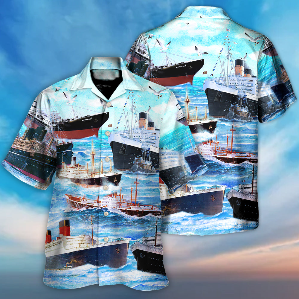 Carguero Blue Sea Amazing Style - Camisa Hawaiana Unisex para Hombres y Mujeres