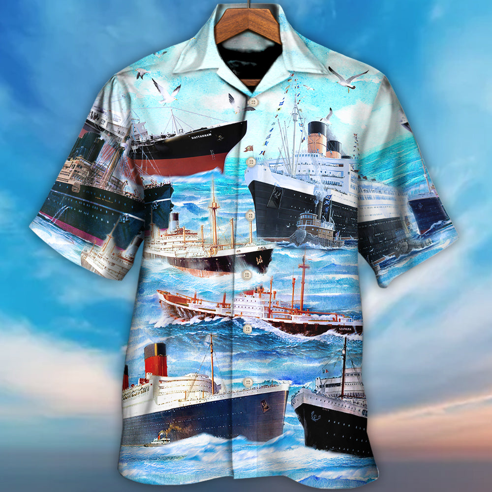 Carguero Blue Sea Amazing Style - Camisa Hawaiana Unisex para Hombres y Mujeres