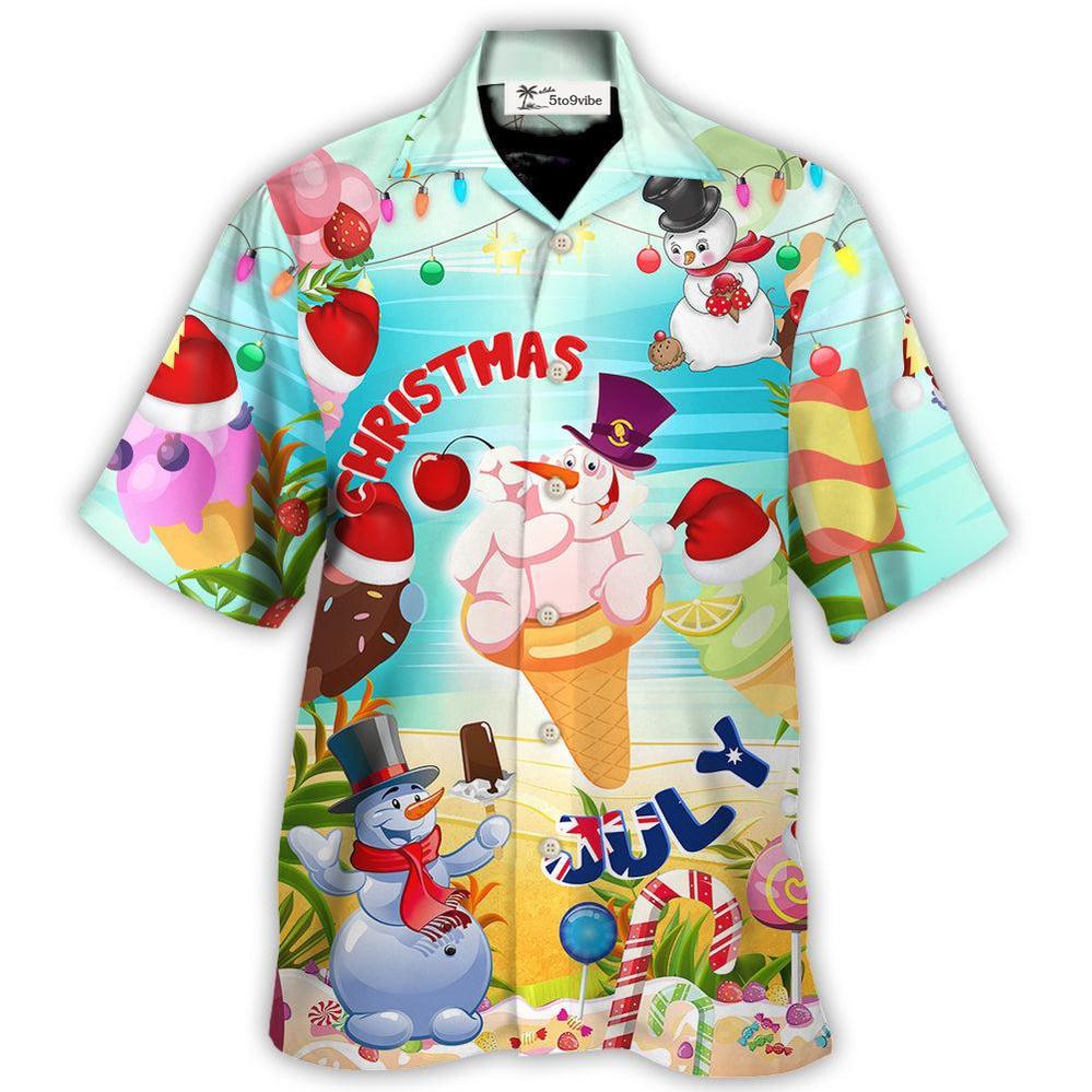 Christmas In July Snowman Ice Cream Funny Summer - Hawaiian Shirt