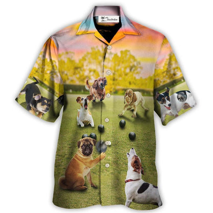 Lawn Bowling Dog Play In Yard - Hawaiian Shirt 