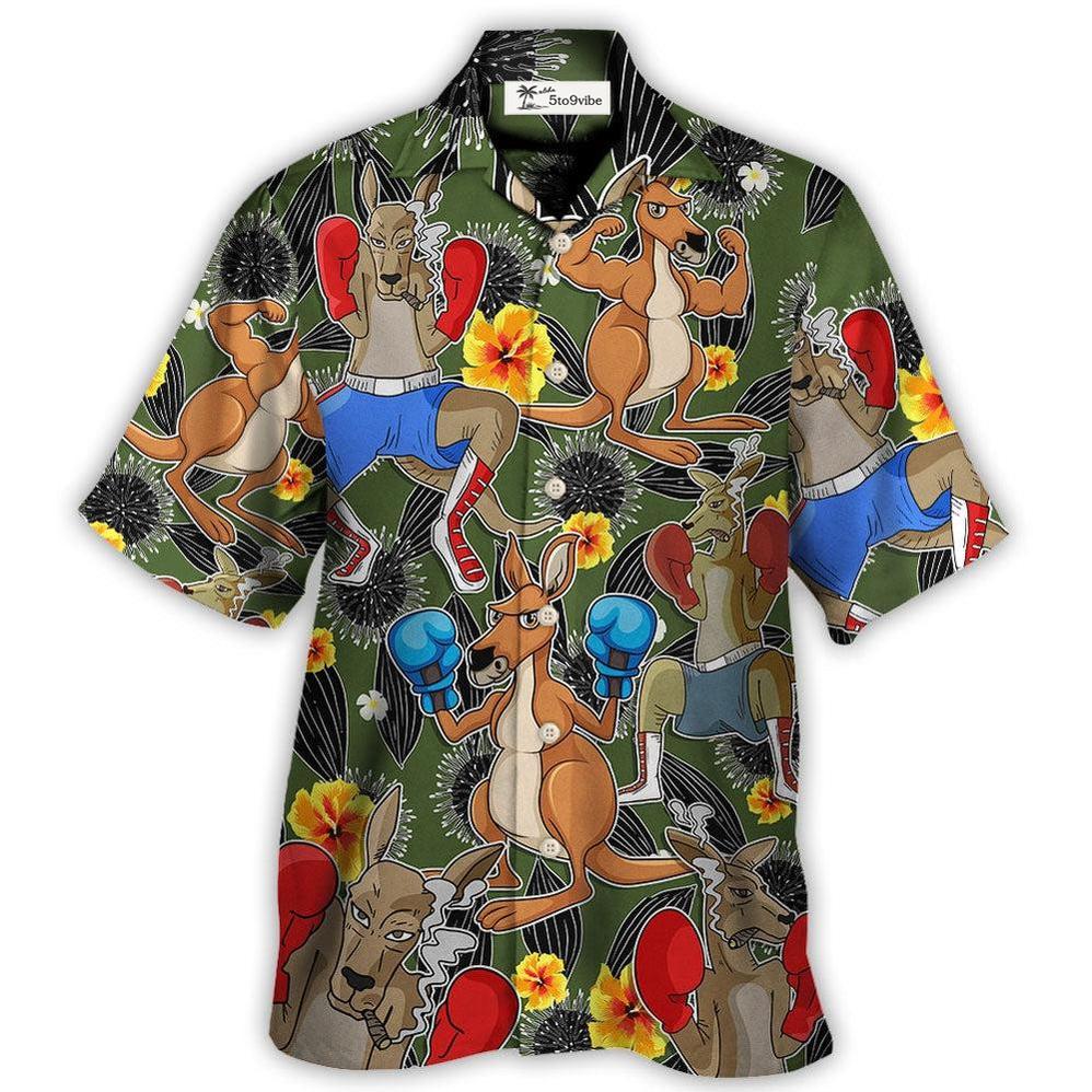 Kangaroo Boxing Tropical Vibe Funny Art - Hawaiian Shirt 