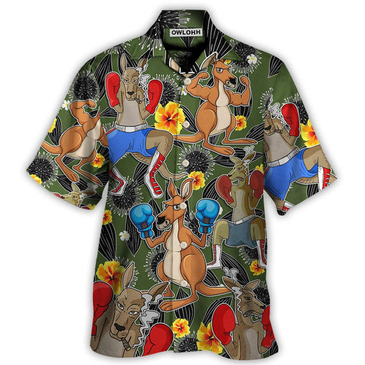 Kangaroo Boxing Tropical Vibe Funny Art - Hawaiian Shirt 