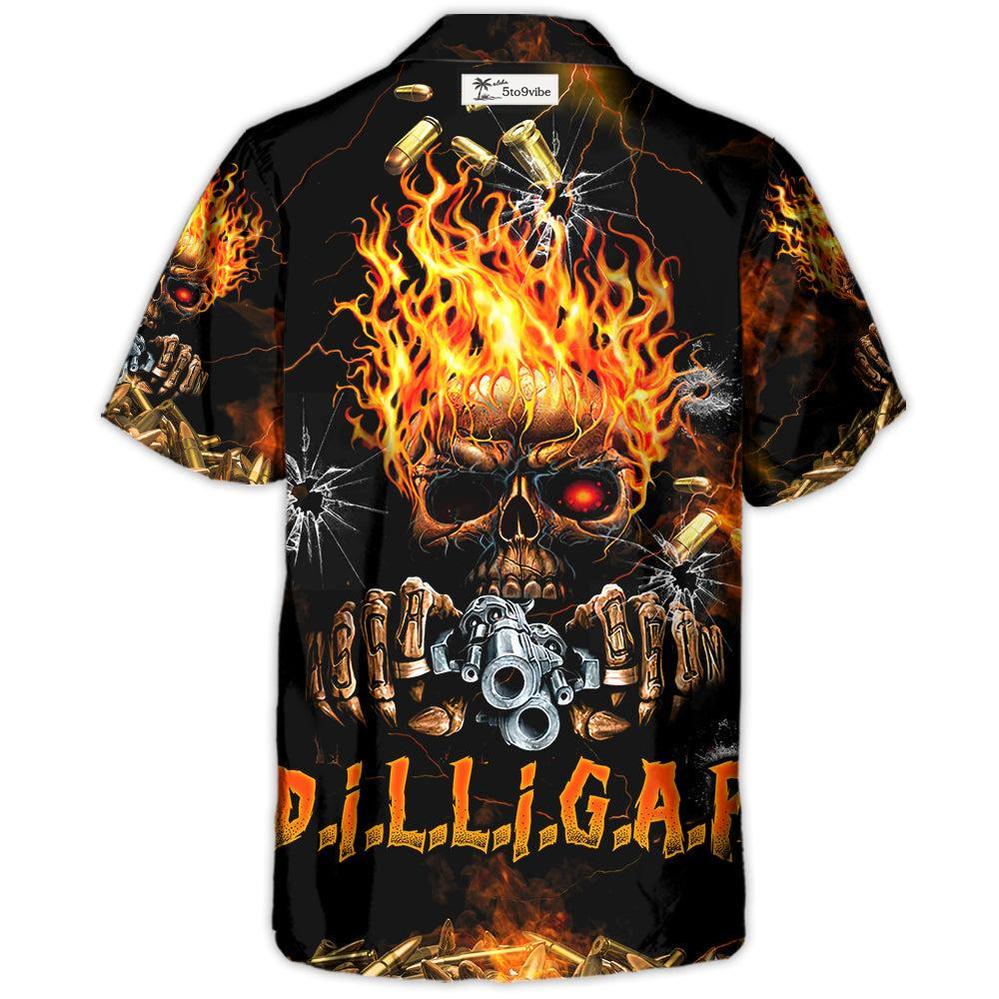 Skull DILLIGAF FLAME SKULL WITH G - Hawaiian Shirt
