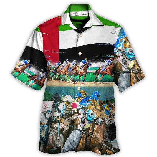 Horse UAE Flag Horse Racing Amazing Seat Lover - Hawaiian Shirt 