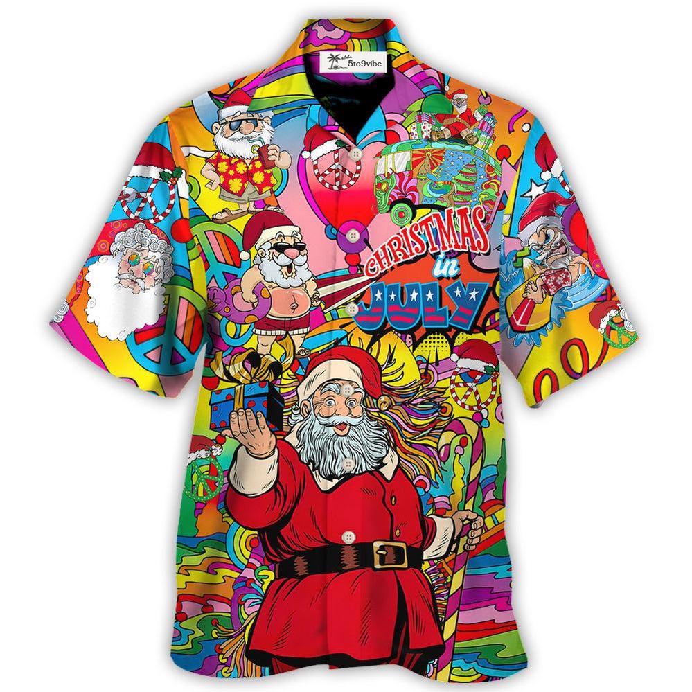 Christmas In July Santa Hippie Sending Gift In Summer - Hawaiian Shirt
