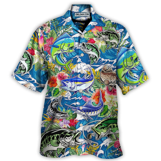 Fishing Hunting Born To Fish Tropical Vibe - Hawaiian Shirt