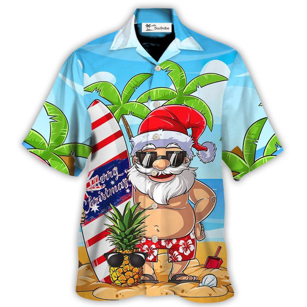 Christmas In July Santa Let's Surf Summer Vibe - Hawaiian Shirt