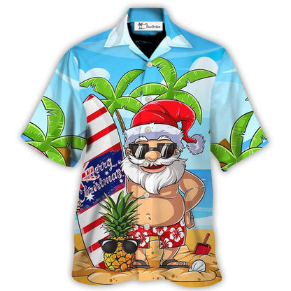 Christmas In July Santa Let's Surf Summer Vibe - Hawaiian Shirt