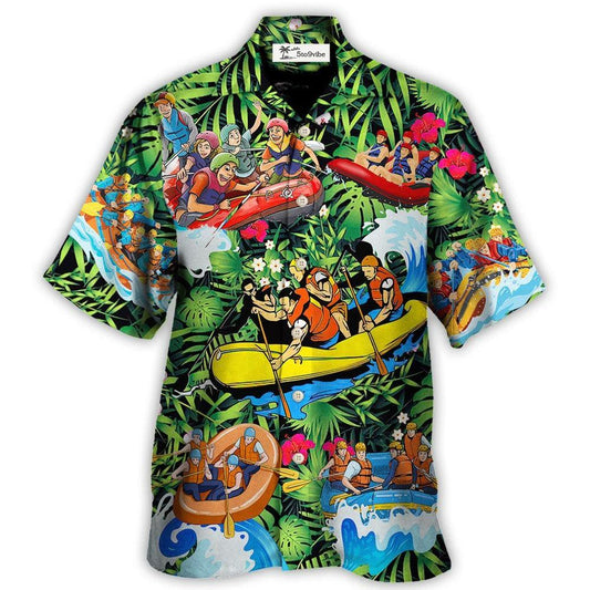 Water Rafting Lover Style Flower Tropical - Hawaiian Shirt 