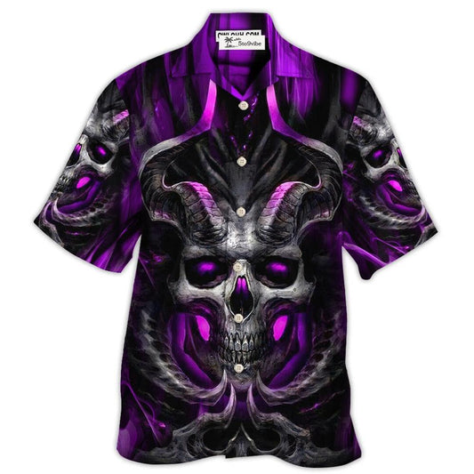 Hawaiian Shirt / Adults / S Skull Dark Purple Fire Lighting - Hawaiian Shirt 