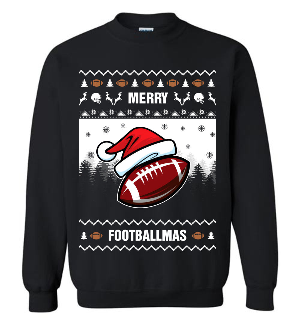 Merry Footballmas For Team Ugly Christmas Sweater Mens - Funny Ugly Christmas Sweater