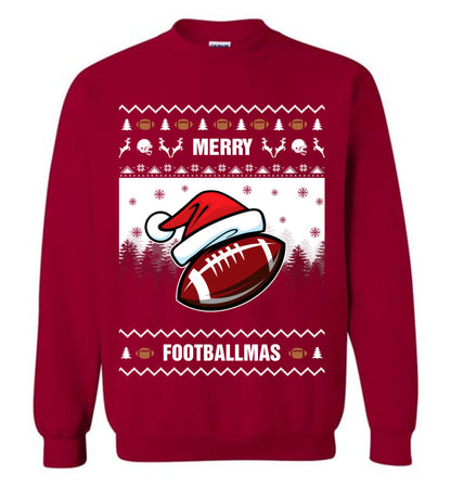 Merry Footballmas For Team Ugly Christmas Sweater Mens - Funny Ugly Christmas Sweater