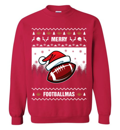 Merry Footballmas For Team Ugly Christmas Sweater Mens - Funny Ugly Christmas Sweater