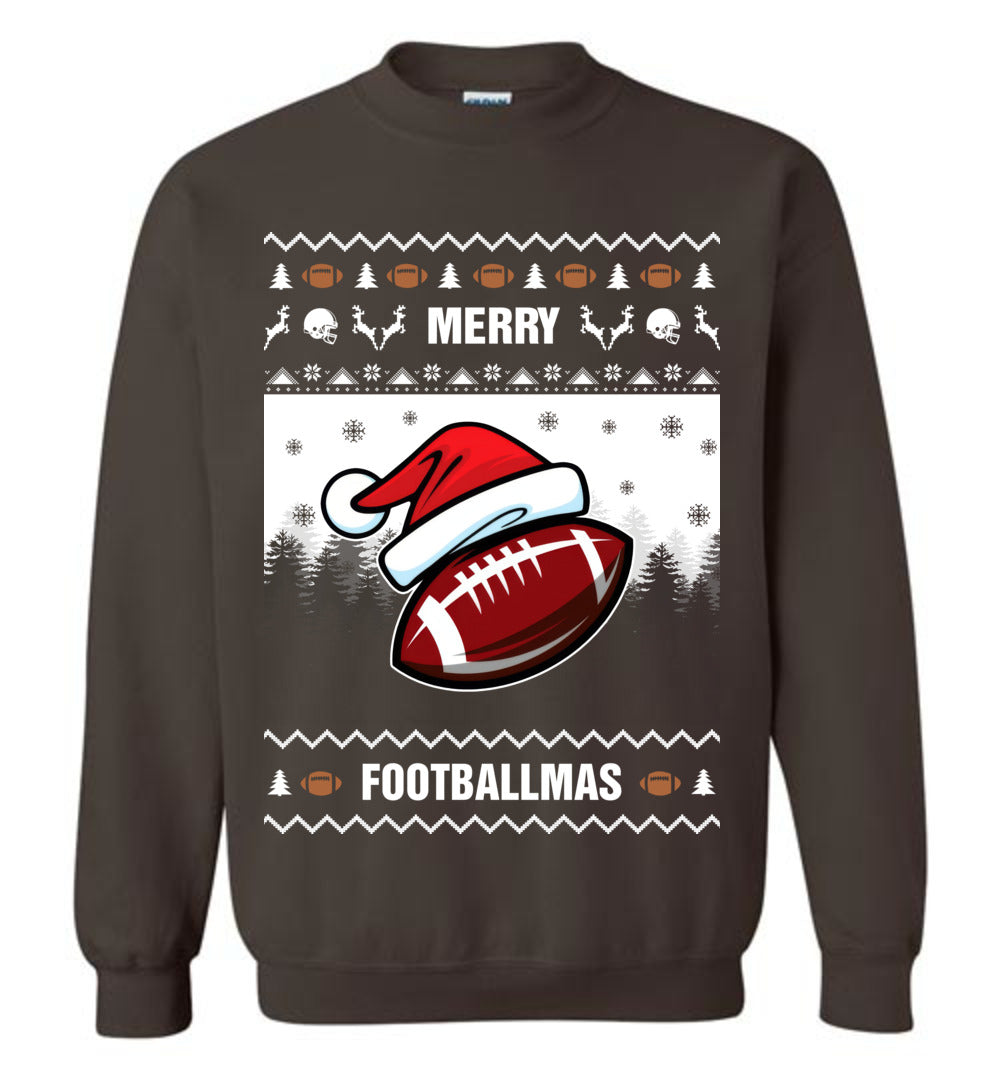 Merry Footballmas For Team Ugly Christmas Sweater Mens - Funny Ugly Christmas Sweater