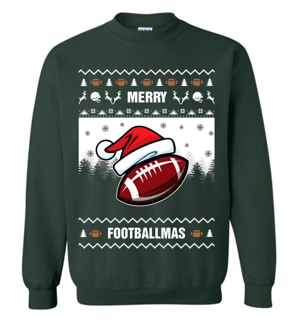 Merry Footballmas For Team Ugly Christmas Sweater Mens - Funny Ugly Christmas Sweater