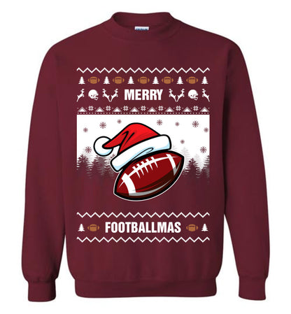 Merry Footballmas For Team Ugly Christmas Sweater Mens - Funny Ugly Christmas Sweater